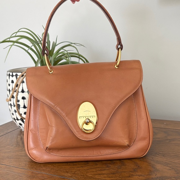 Givenchy Handbags - Givenchy Vintage Tan Leather Handbag with gold hardware